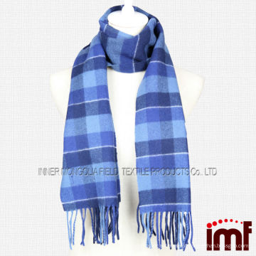 Lenço xadrez masculino azul 100% de lã da Islândia para o inverno